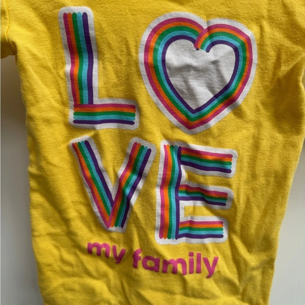 The Children’s Place 3T Girls Yellow Short Sleeve Pajama Top Love My Family